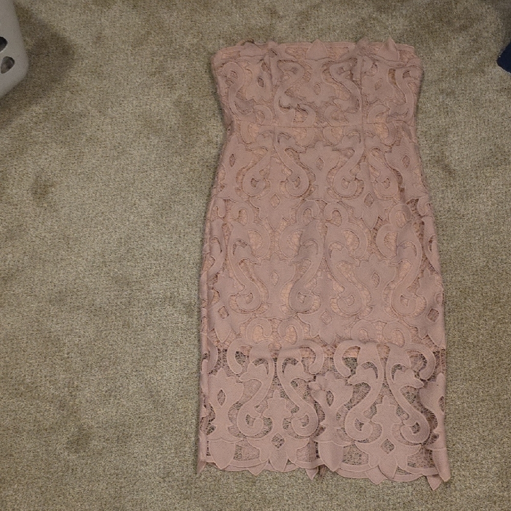 Bardot Pink Strapless Bodycon Dress Wedding Guest
